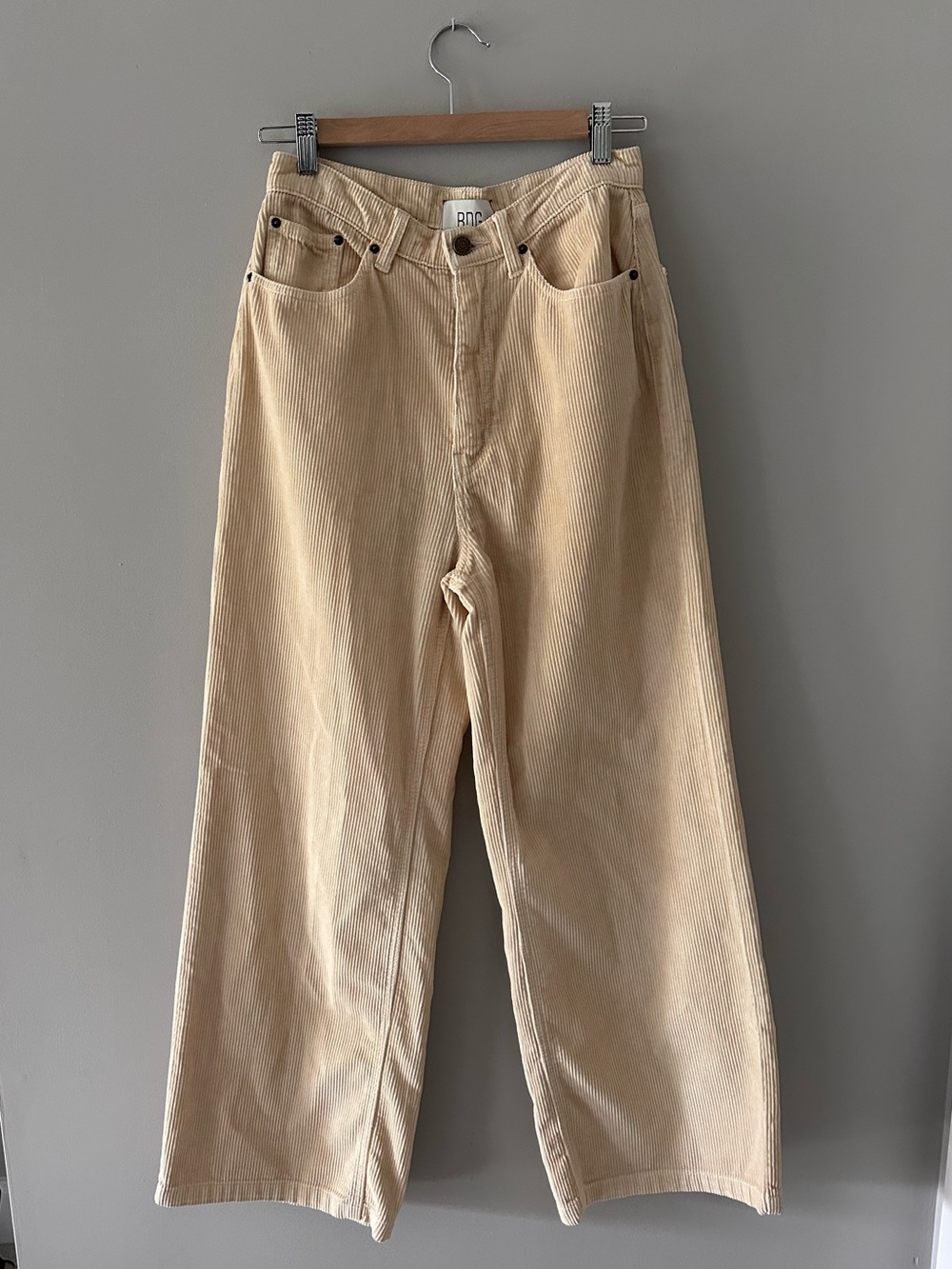 Urban Outfitters Cream Corduroy Wide-Leg Pants